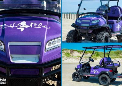 Purple beach buggy with Salt Life and mermaid on front and sides