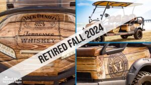Brown Cart with Jack Daniels written on it.
